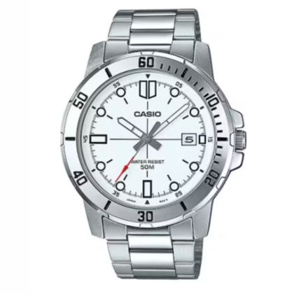 Casio MTP-VD01D-7EV Classic Silver-Tone Stainless Steel Band Date Indicator Watch